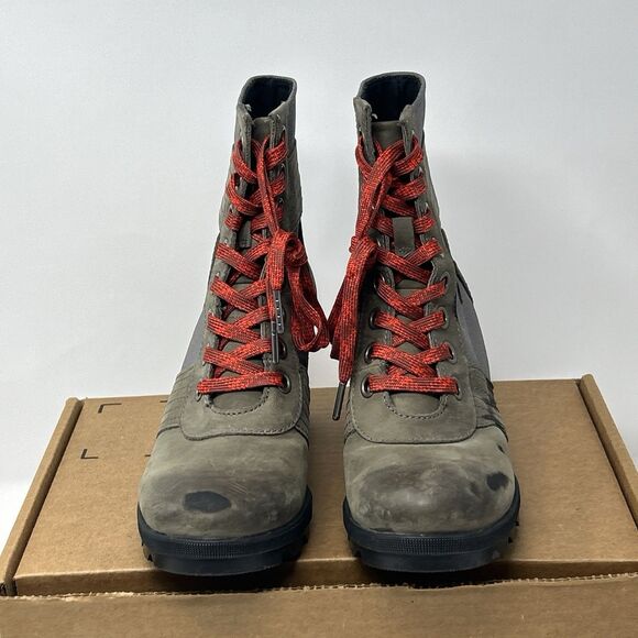 SOREL Lexie Wedge Ankle Boot Quarry Waterproof Leather Canvas Size 7.5/EU 38.5 - Picture 13 of 16